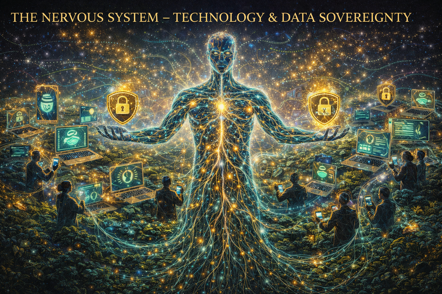 The Nervous System - Technology & Data Sovereignty: Digital mycelium with fiber optic nerves serving community sovereignty